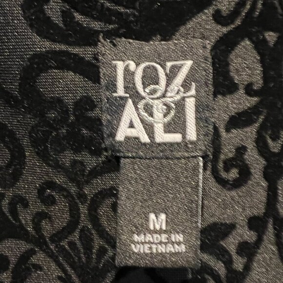 Roz & Ali Black Paisley Burnout Velvet Long Duster Jacket, Size Medium - Picture 14 of 15